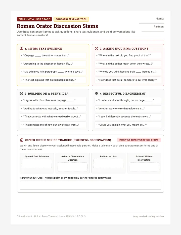 Roman Orator Stems Handout