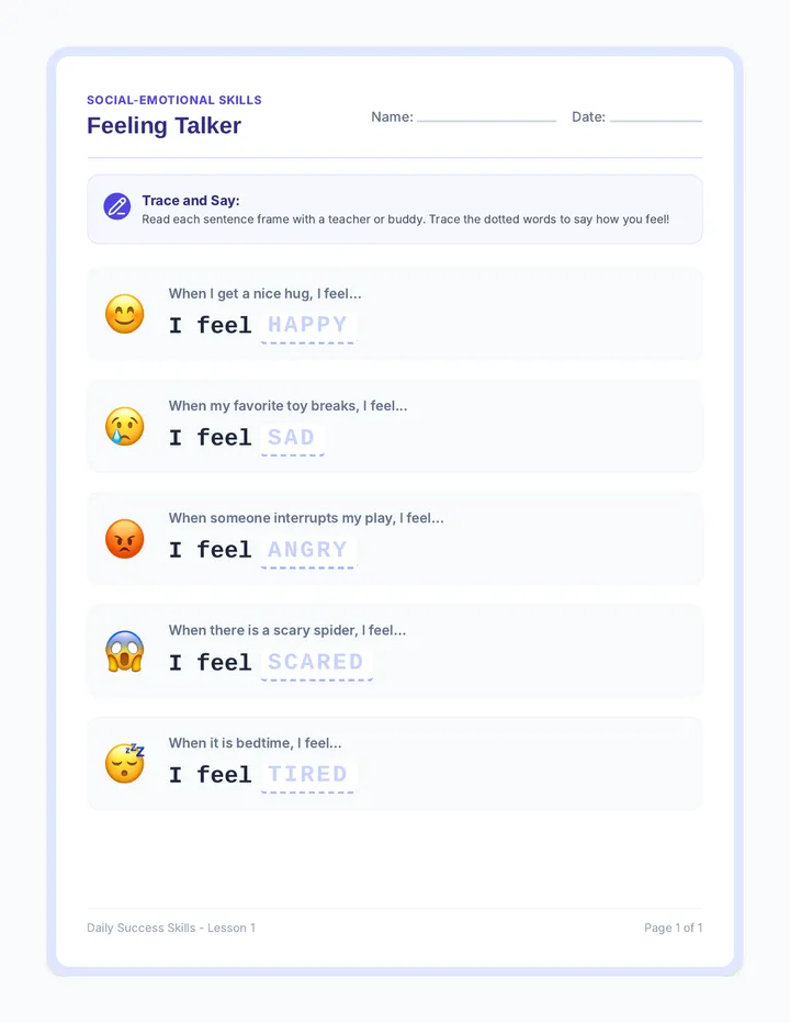 Feeling Talker Worksheet