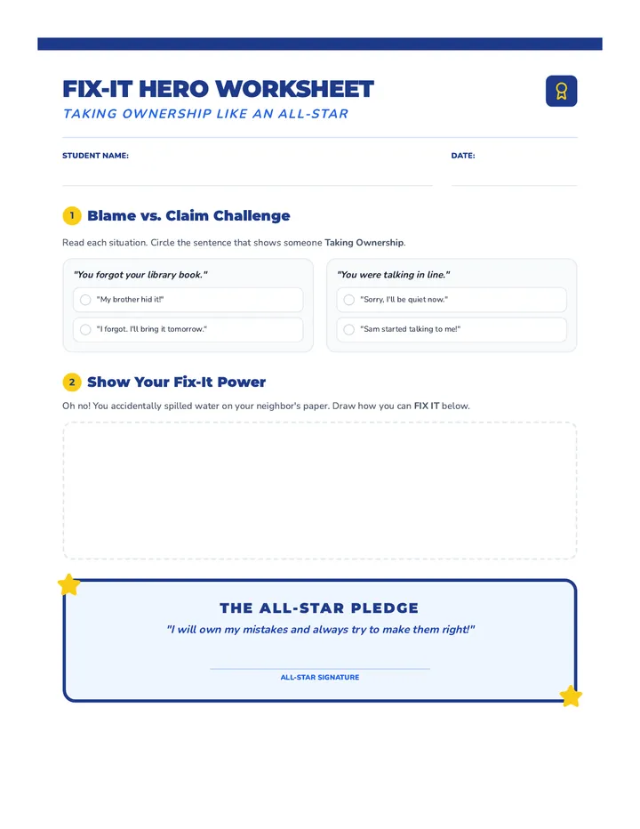 Fix-It Hero Worksheet