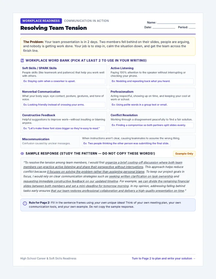 Conflict Protocol Worksheet