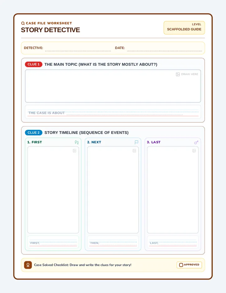 Story Detective Scaffolded Worksheet