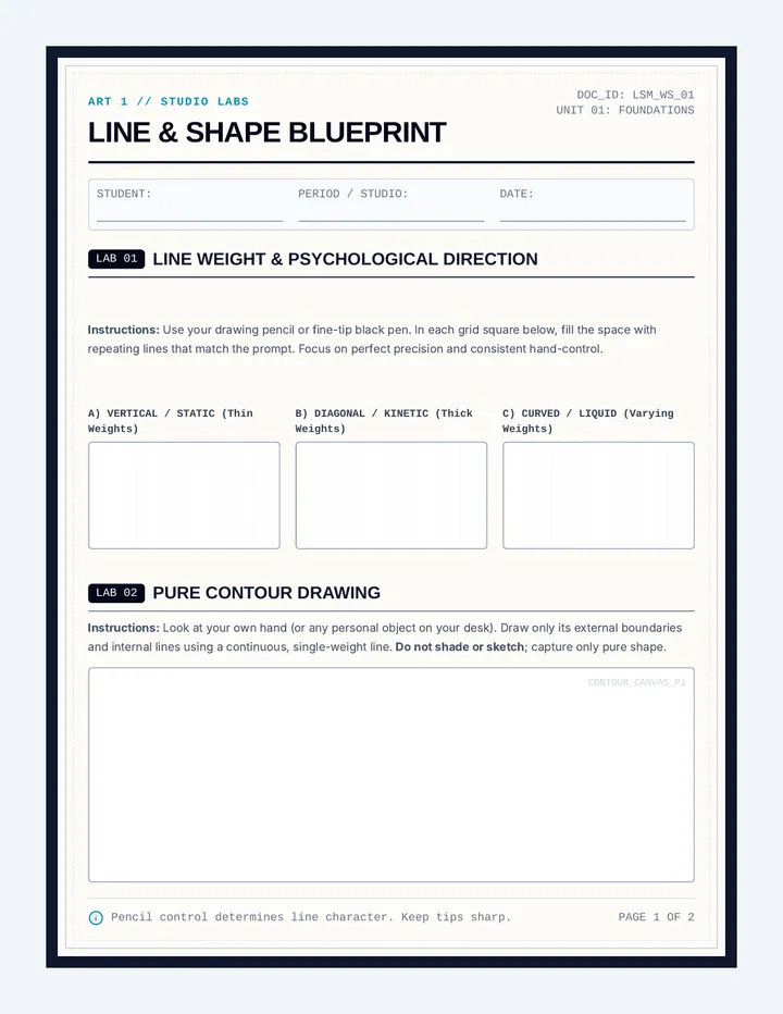 Line and Shape Blueprint Worksheet
