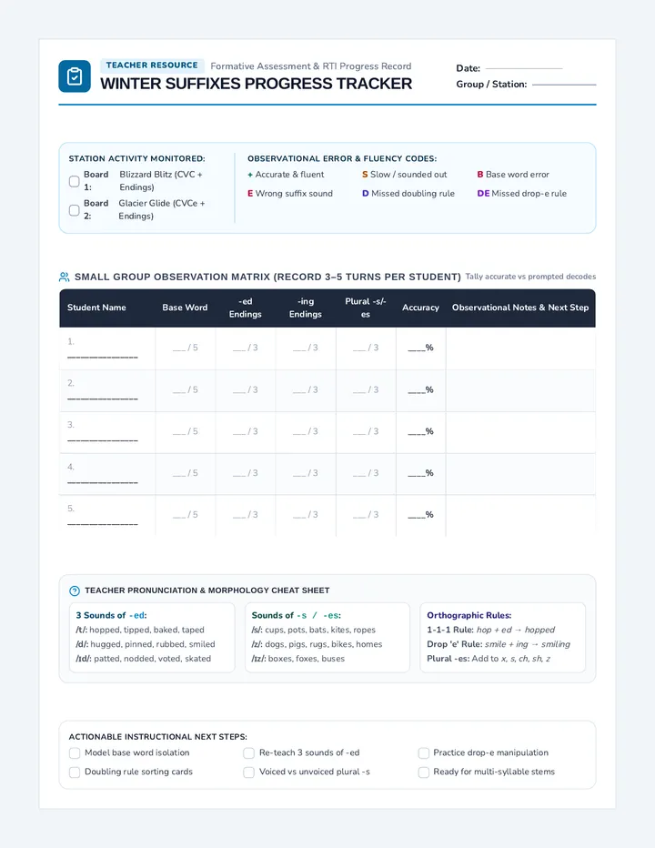 Winter Suffixes Progress Tracker