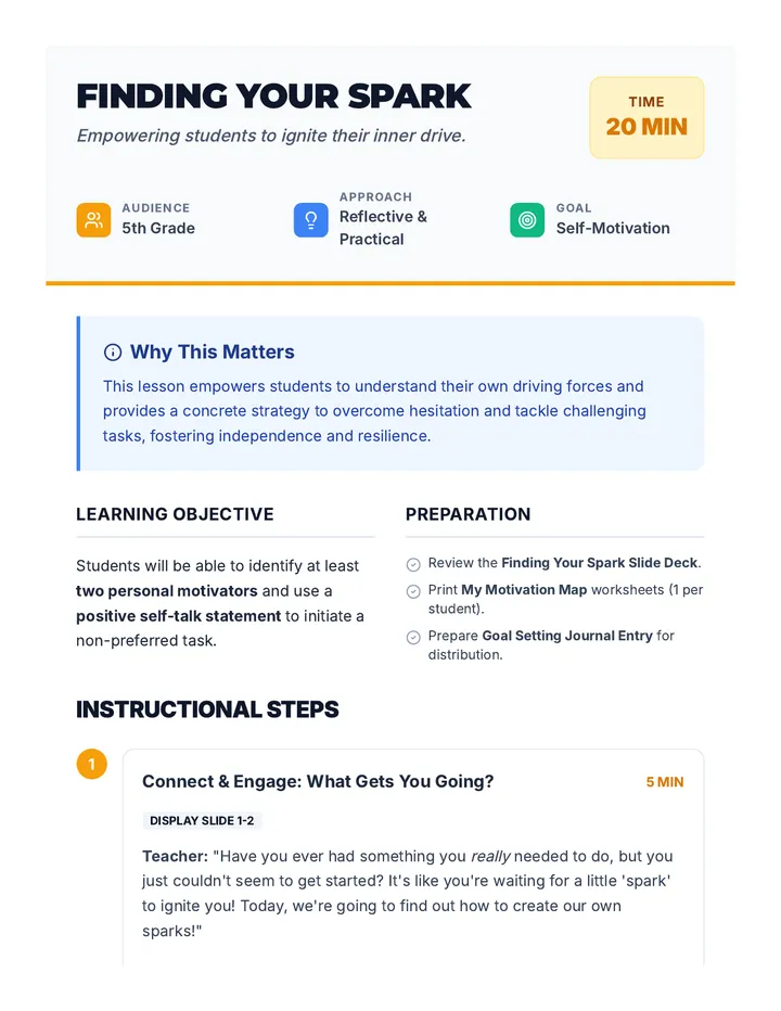 Finding Your Spark Lesson Plan