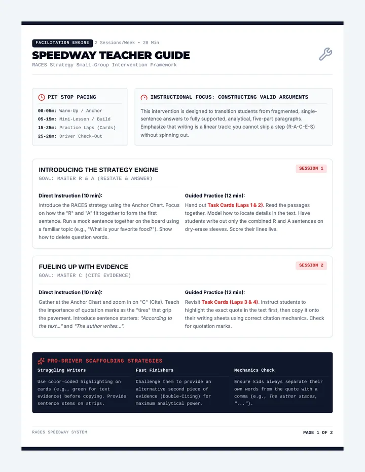 Speedway Facilitation Guide