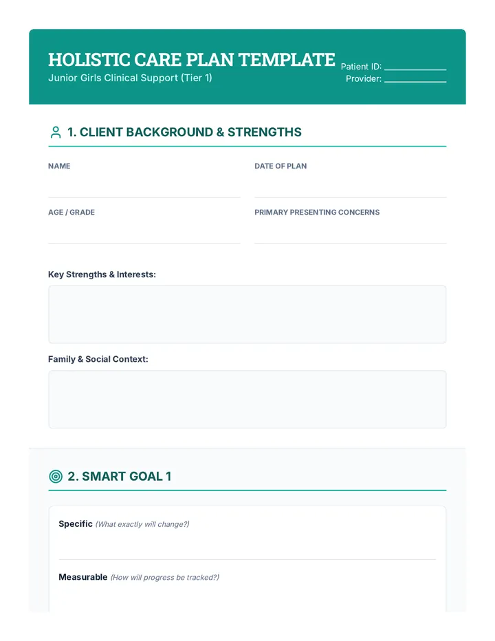Holistic Care Template Worksheet • Material • Lenny.com