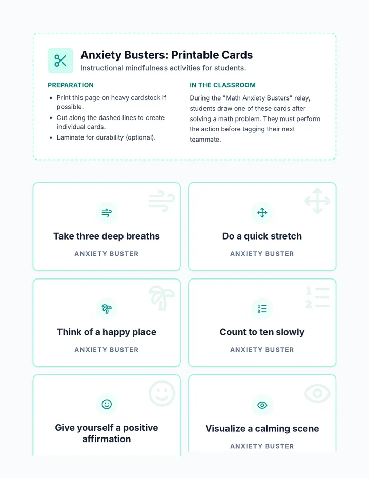Anxiety Busters Cards Worksheet