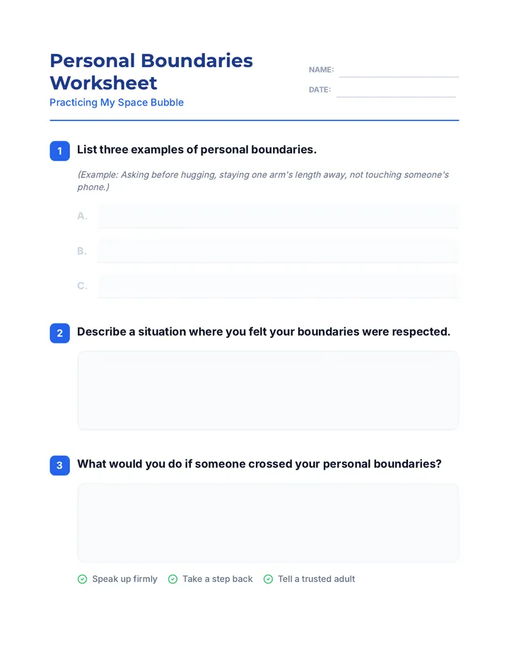 Boundaries Worksheet
