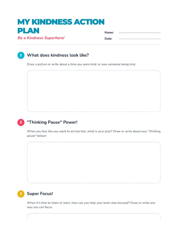 Kindness Worksheet