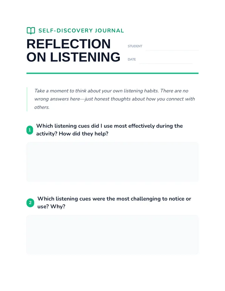 Reflection Listening Journal