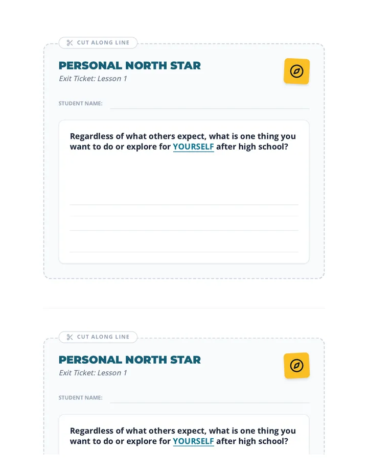 Personal North Star Exit Ticket