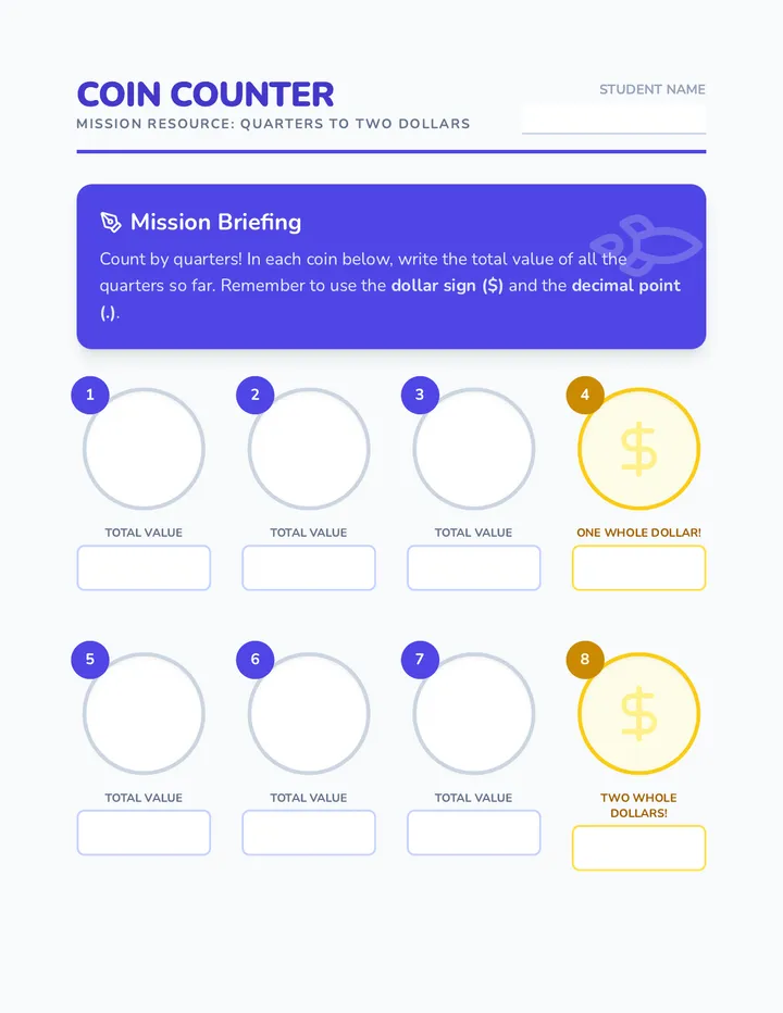 Coin Counter Worksheet
