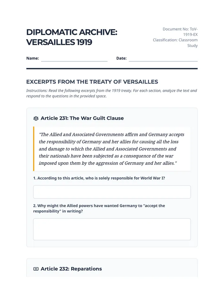 Treaty Excerpts Primary Source