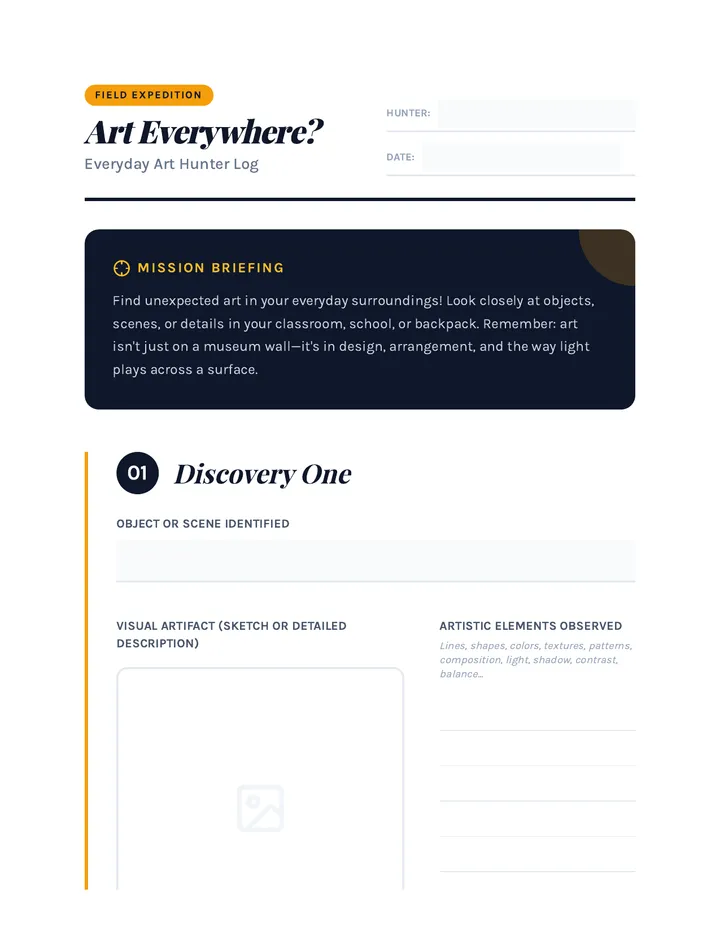 Everyday Art Worksheet
