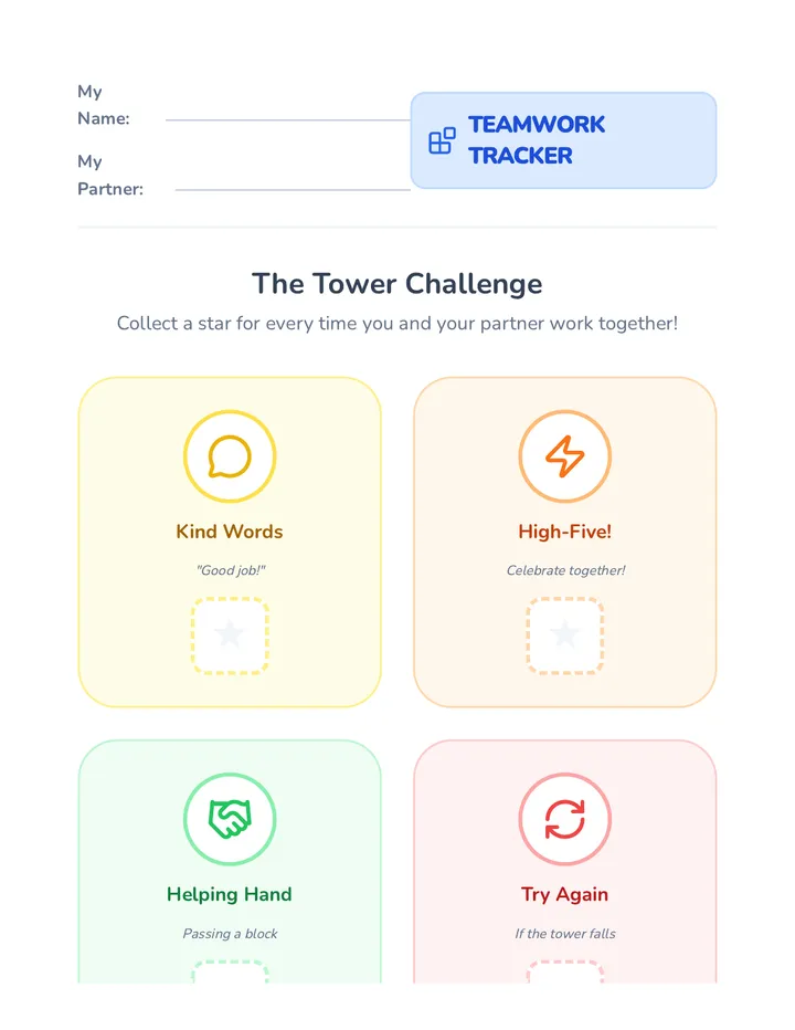 Teamwork Tracker Activity Worksheet
