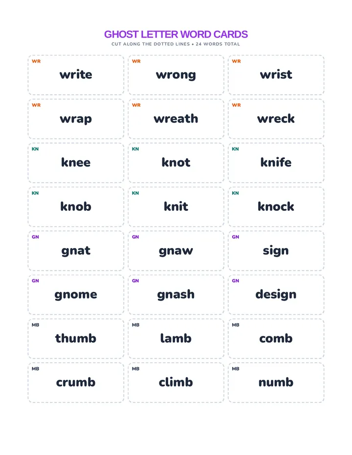 Ghost Letter Word Cards
