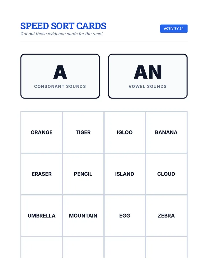 Speed Sort Cards