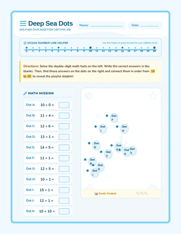 Deep Sea Dots Worksheet
