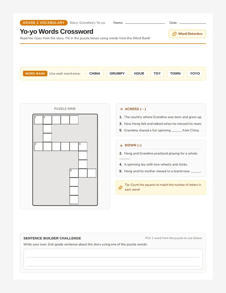 Yo-yo Words Crossword