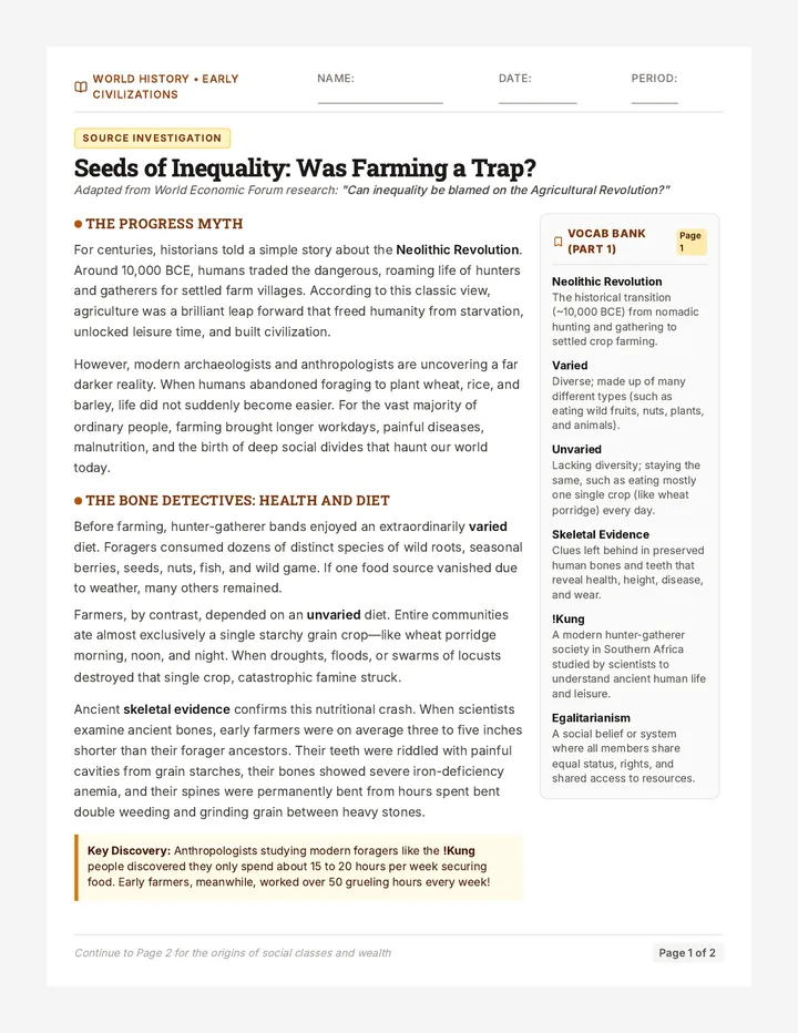 Source 4: Seeds of Inequality Reading