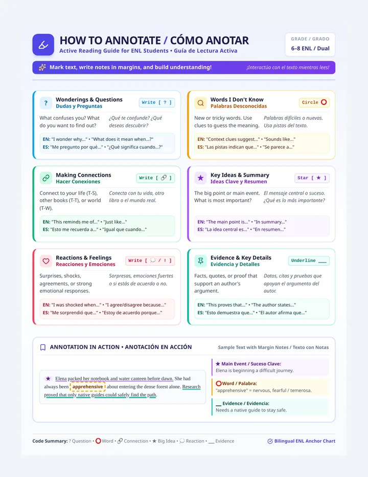 Reading Annotation Anchor Chart