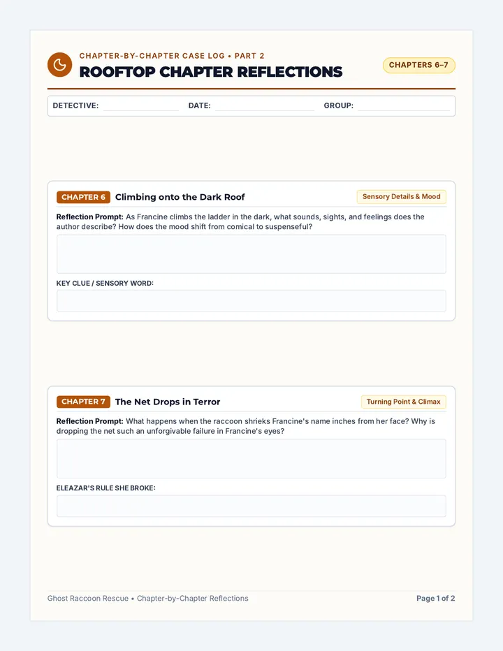 Raccoon Inference Clues Worksheet