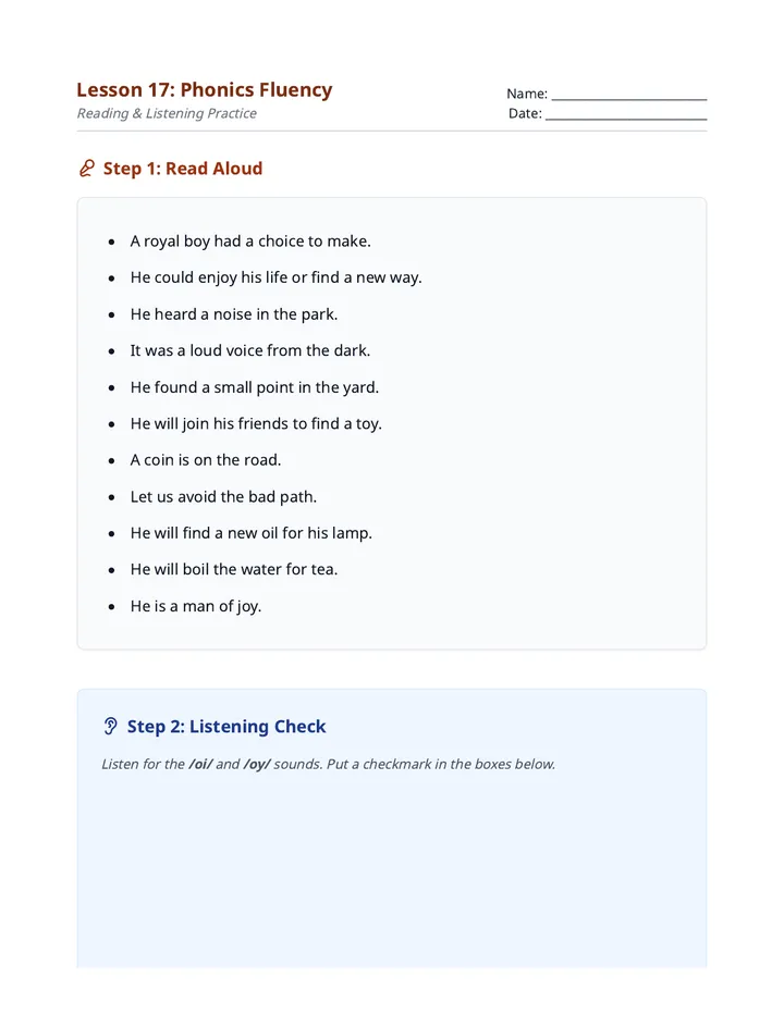 Fluency Practice Handout L17