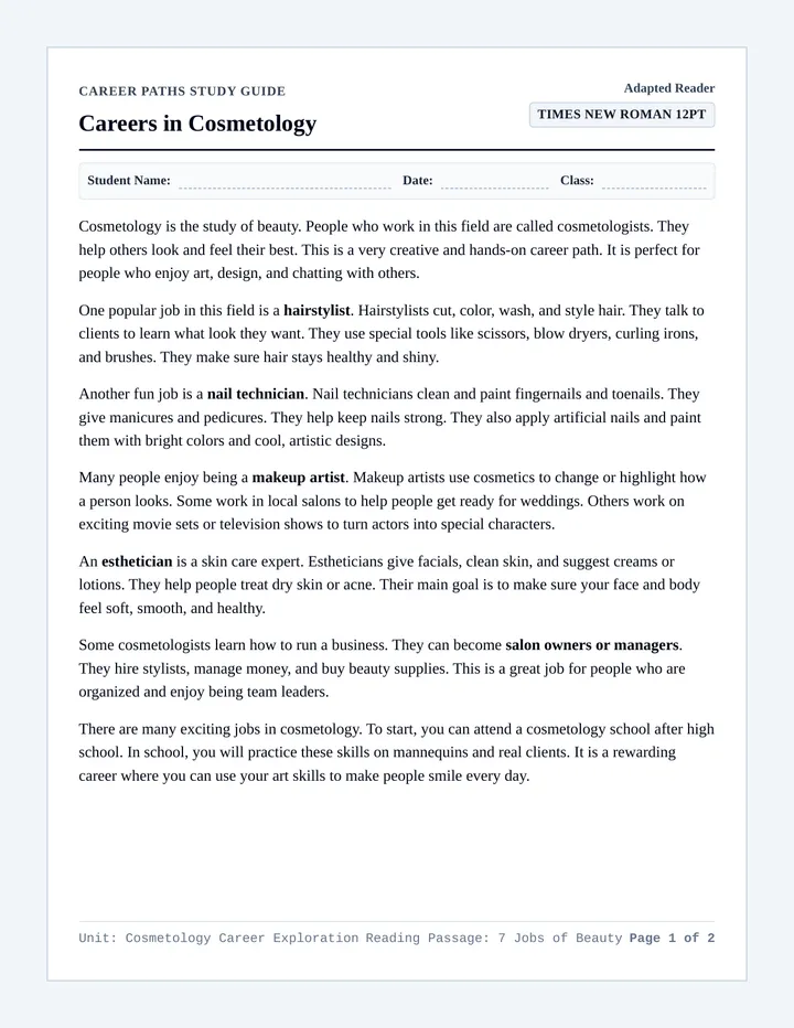Cosmetology Careers Article