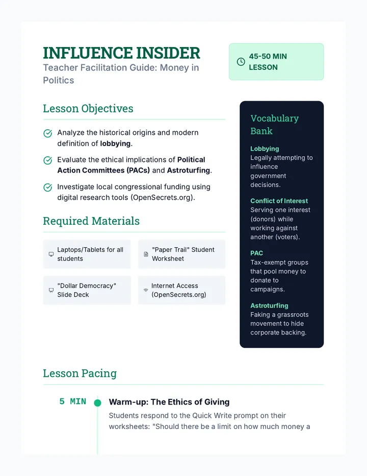 Influence Insider Teacher Guide