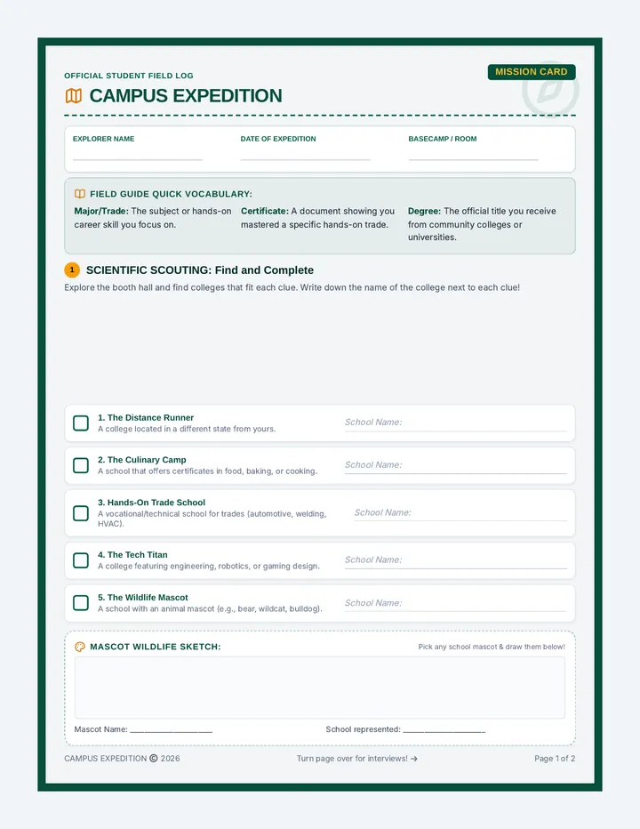 Campus Expedition Scavenger Hunt