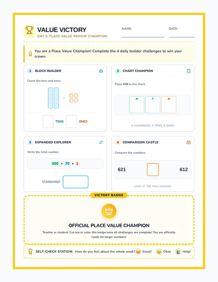 Value Victory Worksheet