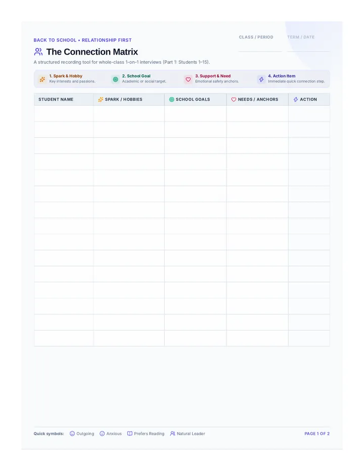 Connection Matrix Tracker