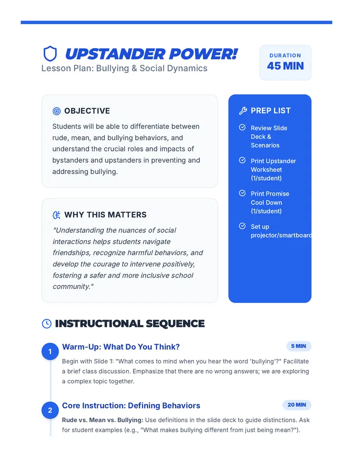 Upstander Power Lesson Plan