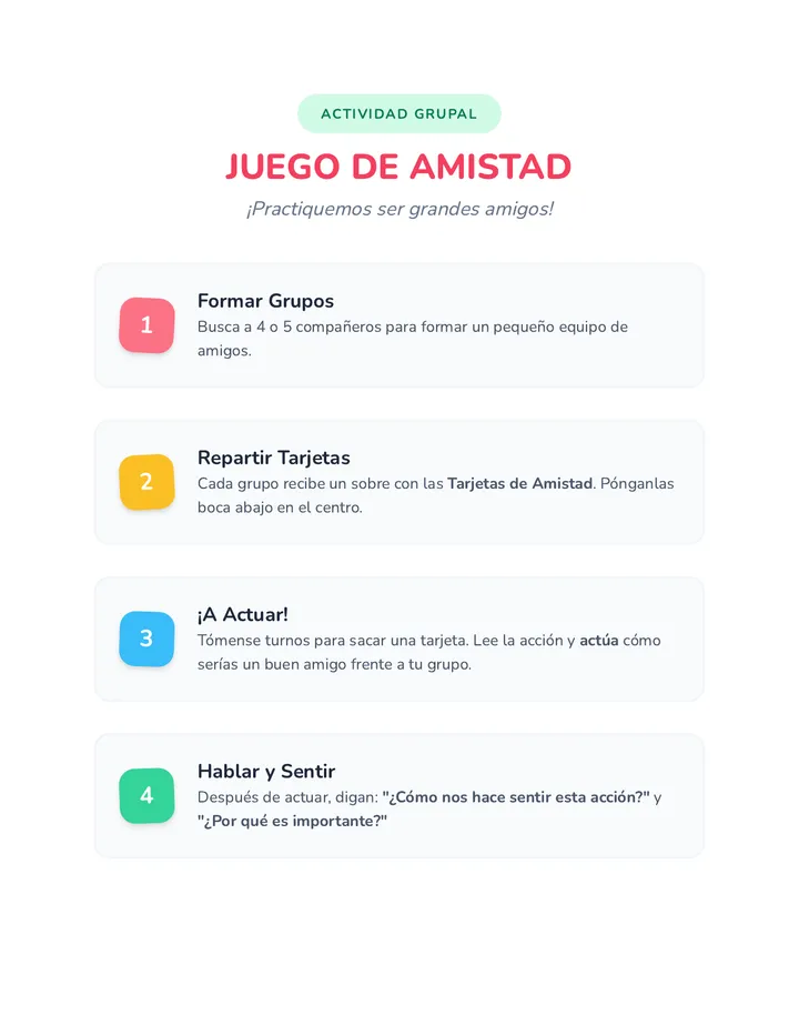 Instrucciones del Juego de Amistad Actividad