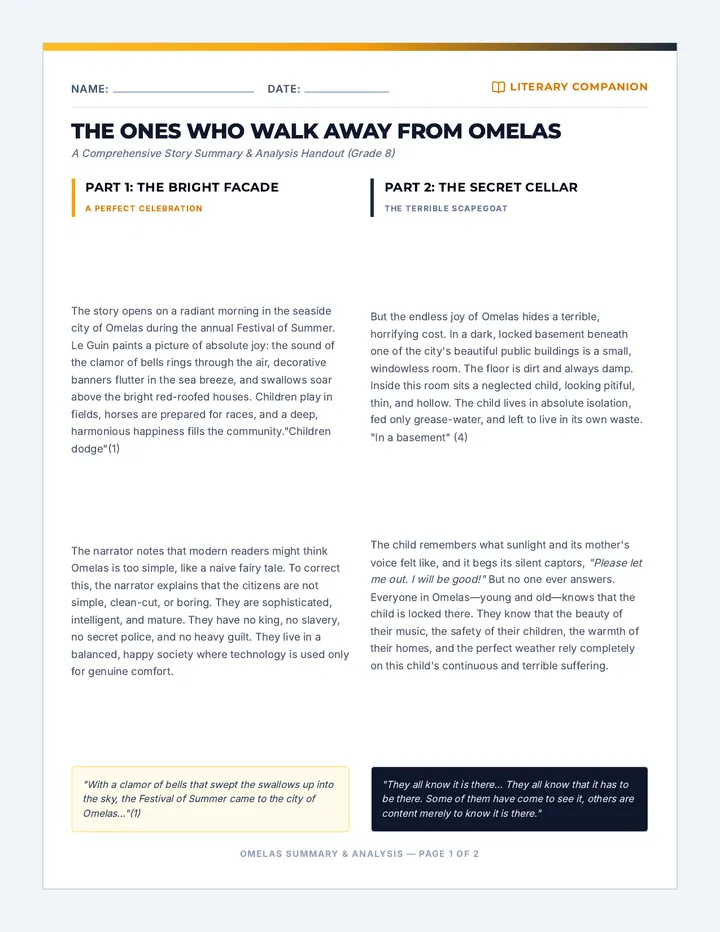 Omelas Story Summary Handout