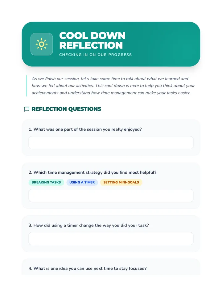 Cool Down Reflection Guide