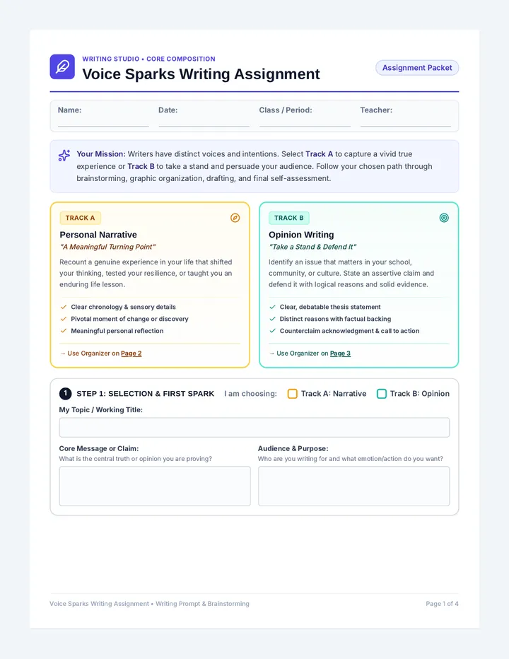 Voice Sparks Writing Assignment