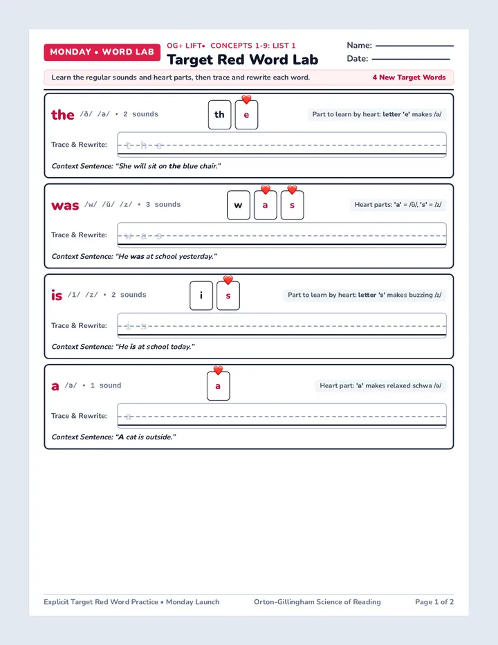 Monday Sentences Worksheet