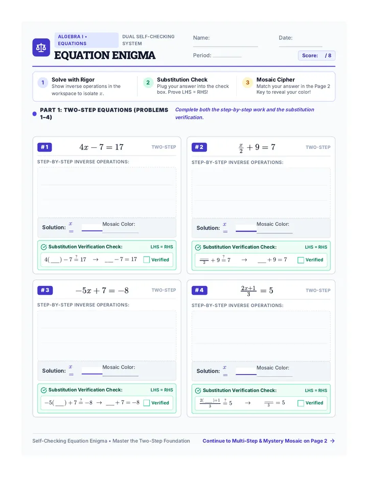 Equation Enigma Worksheet
