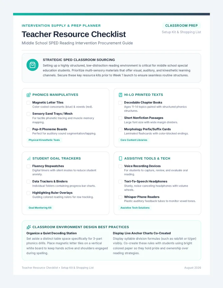 Teacher Resource Checklist
