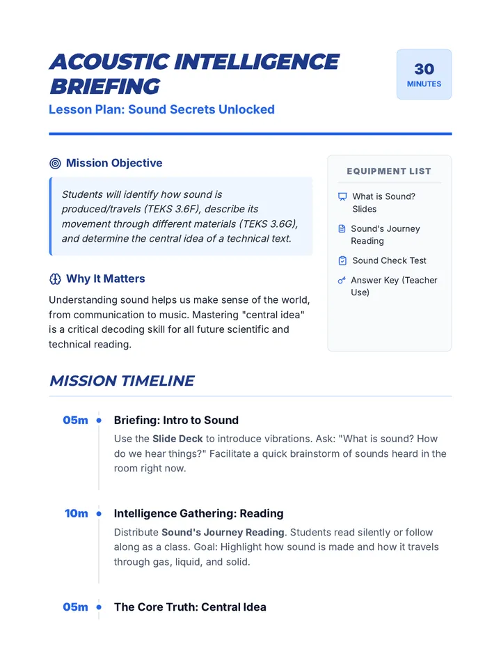 Sound Secrets Lesson Plan