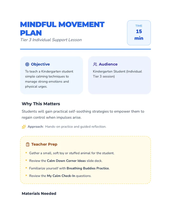 Mindful Movement Plan Lesson Plan