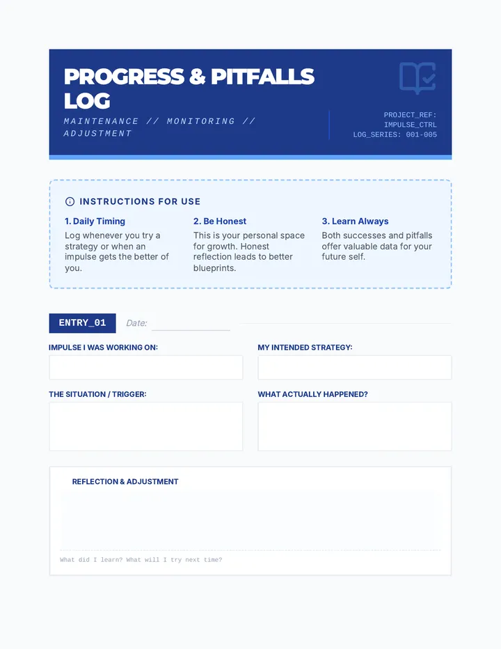 Progress & Pitfalls Log Journal