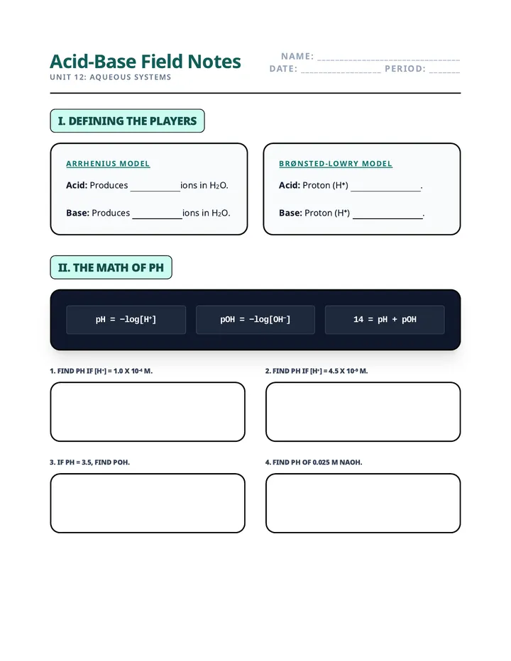 Acid Base Field Notes
