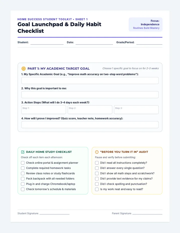 Home Practice Student Worksheets