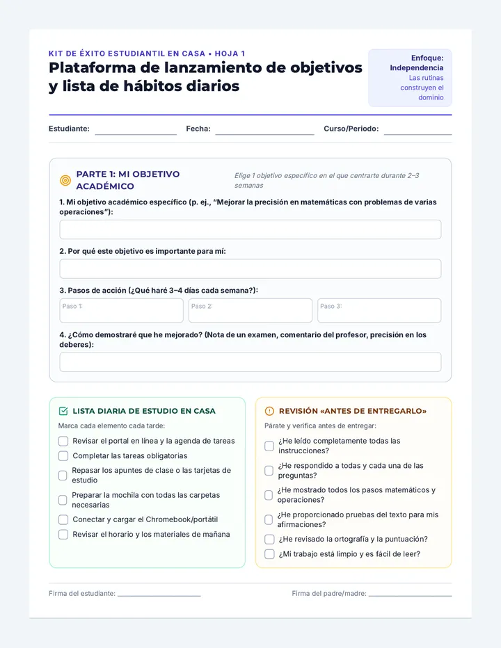 Home Practice Student Worksheets