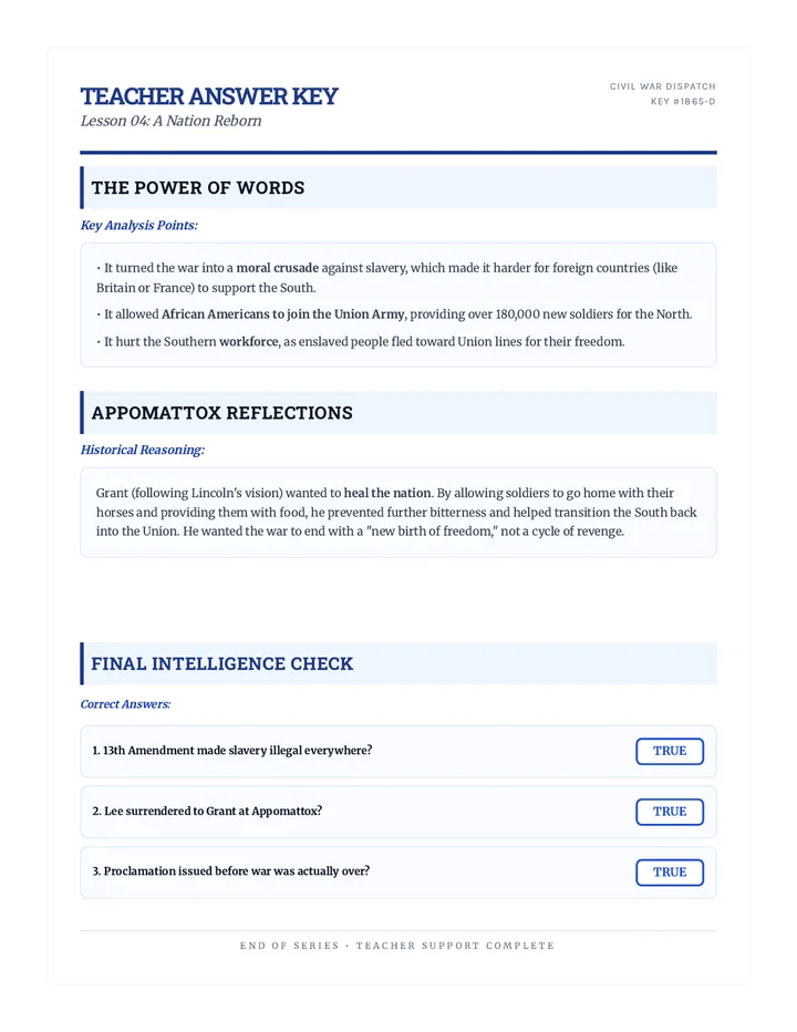 A Nation Reborn Answer Key