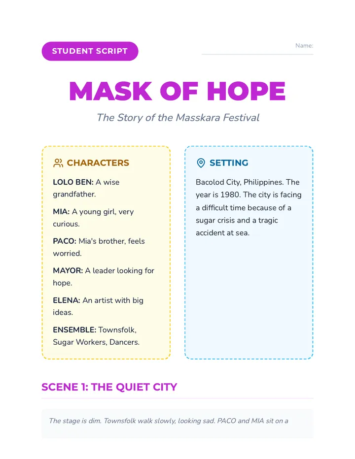 Mask of Hope Script