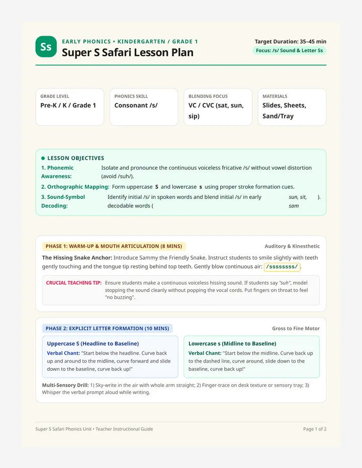Super S Lesson Plan
