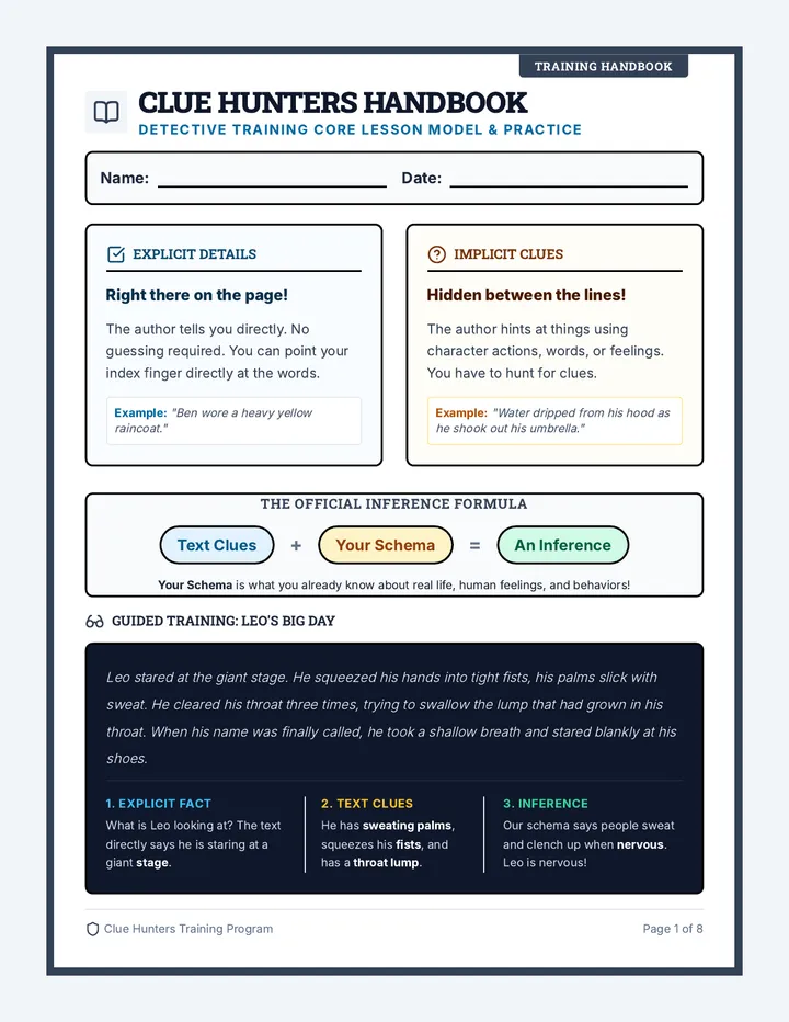 Clue Hunters Student Handbook and Worksheet Packet
